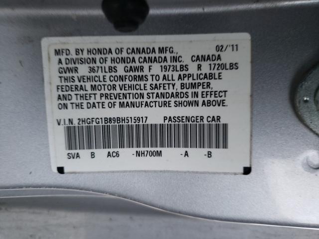 Photo 9 VIN: 2HGFG1B89BH515917 - HONDA CIVIC EX 