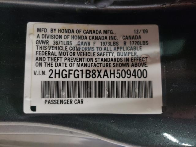 Photo 9 VIN: 2HGFG1B8XAH509400 - HONDA CIVIC EX 