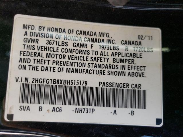 Photo 11 VIN: 2HGFG1B8XBH515179 - HONDA CIVIC 