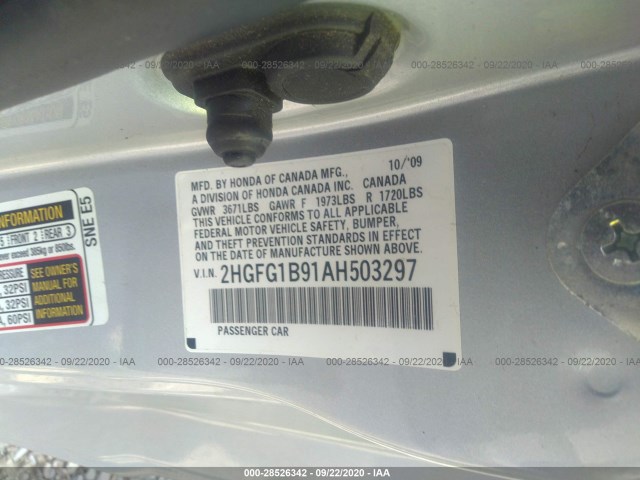 Photo 8 VIN: 2HGFG1B91AH503297 - HONDA CIVIC CPE 