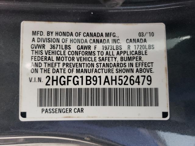 Photo 9 VIN: 2HGFG1B91AH526479 - HONDA CIVIC EXL 