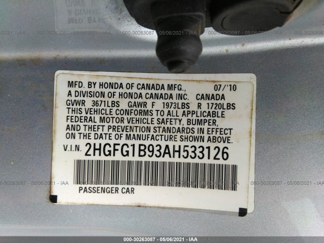 Photo 8 VIN: 2HGFG1B93AH533126 - HONDA CIVIC CPE 