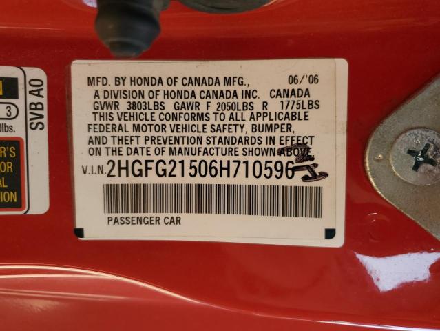 Photo 11 VIN: 2HGFG21506H710596 - HONDA CIVIC SI 