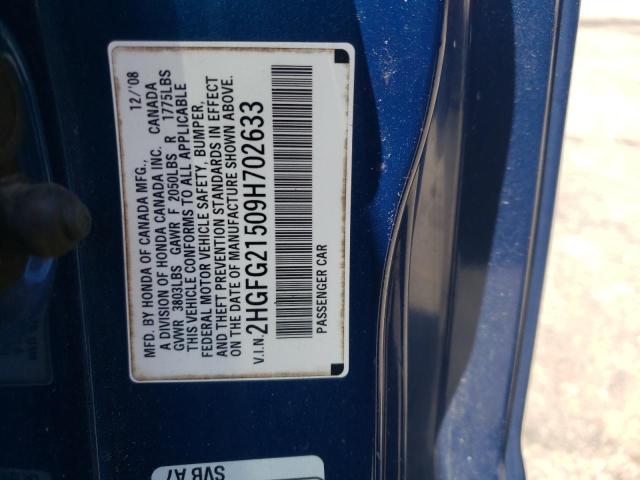 Photo 12 VIN: 2HGFG21509H702633 - HONDA CIVIC 