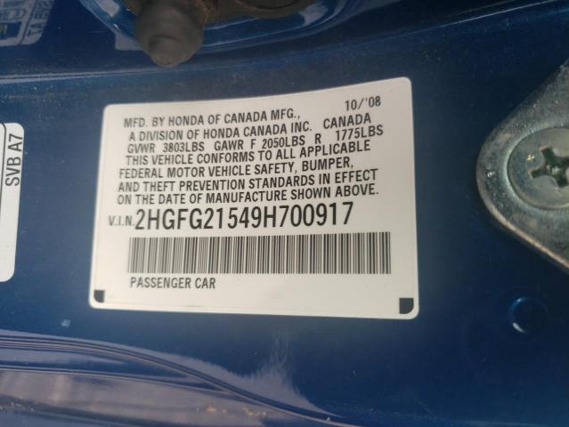 Photo 11 VIN: 2HGFG21549H700917 - HONDA CIVIC SI 