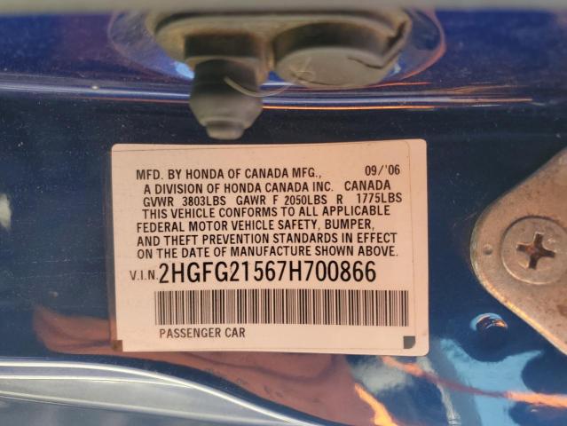 Photo 12 VIN: 2HGFG21567H700866 - HONDA CIVIC SI 