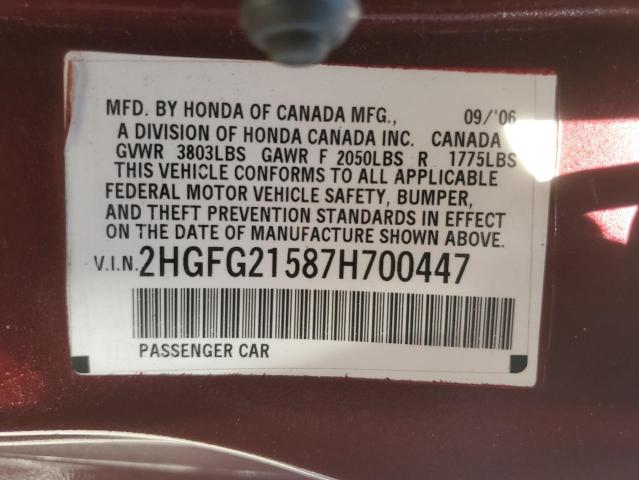 Photo 11 VIN: 2HGFG21587H700447 - HONDA CIVIC SI 