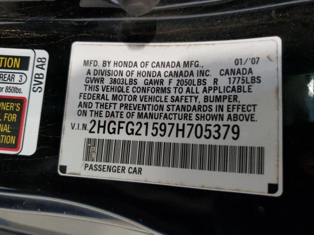 Photo 11 VIN: 2HGFG21597H705379 - HONDA CIVIC SI 