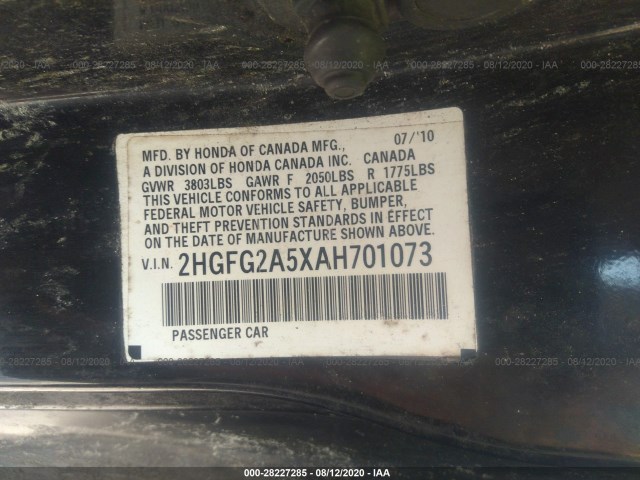 Photo 8 VIN: 2HGFG2A5XAH701073 - HONDA CIVIC CPE 