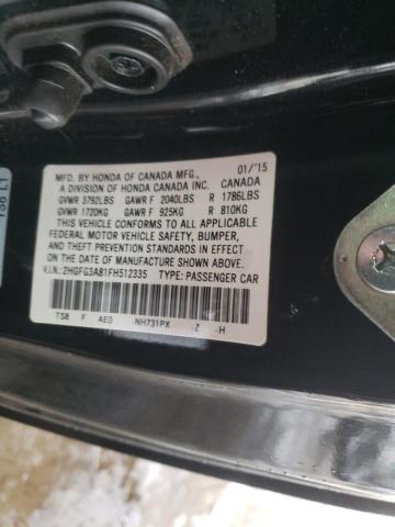 Photo 9 VIN: 2HGFG3A81FH512335 - HONDA CIVIC EX 