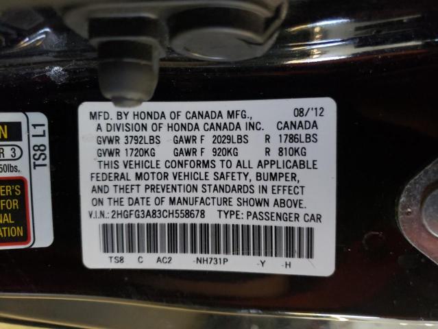 Photo 12 VIN: 2HGFG3A83CH558678 - HONDA CIVIC 