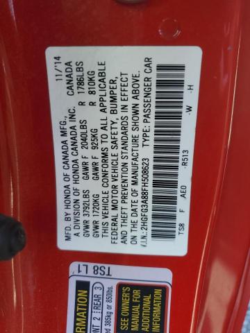 Photo 12 VIN: 2HGFG3A88FH508623 - HONDA CIVIC EX 