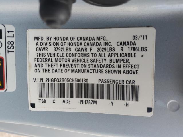 Photo 11 VIN: 2HGFG3B05CH500130 - HONDA CIVIC 