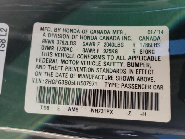 Photo 11 VIN: 2HGFG3B05EH507971 - HONDA CIVIC EXL 