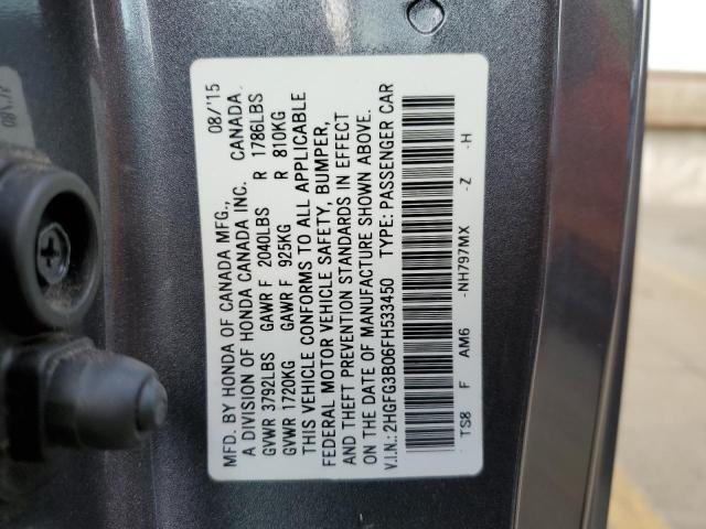 Photo 11 VIN: 2HGFG3B06FH533450 - HONDA CIVIC EXL 