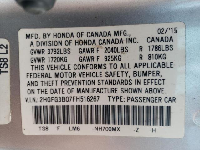 Photo 9 VIN: 2HGFG3B07FH516267 - HONDA CIVIC EXL 