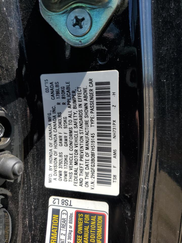 Photo 12 VIN: 2HGFG3B08FH519145 - HONDA CIVIC 