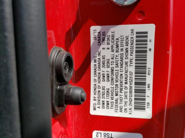 Photo 12 VIN: 2HGFG3B09FH523107 - HONDA CIVIC EXL 