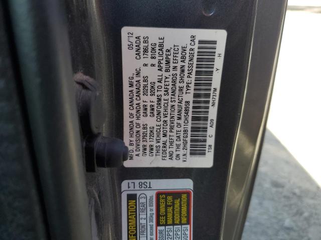 Photo 9 VIN: 2HGFG3B11CH548958 - HONDA CIVIC EXL 