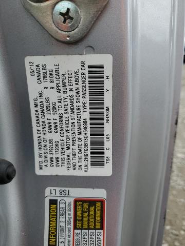 Photo 11 VIN: 2HGFG3B13CH546984 - HONDA CIVIC 