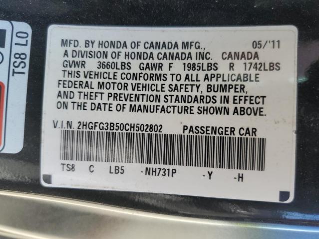 Photo 11 VIN: 2HGFG3B50CH502802 - HONDA CIVIC 