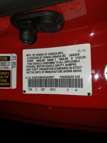 Photo 9 VIN: 2HGFG3B50CH520877 - HONDA CIVIC LX 