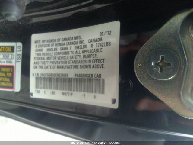 Photo 8 VIN: 2HGFG3B50CH531619 - HONDA CIVIC CPE 