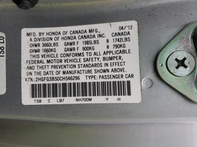 Photo 9 VIN: 2HGFG3B50CH546296 - HONDA CIVIC LX 