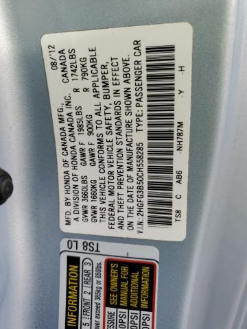 Photo 9 VIN: 2HGFG3B50CH558285 - HONDA CIVIC LX 