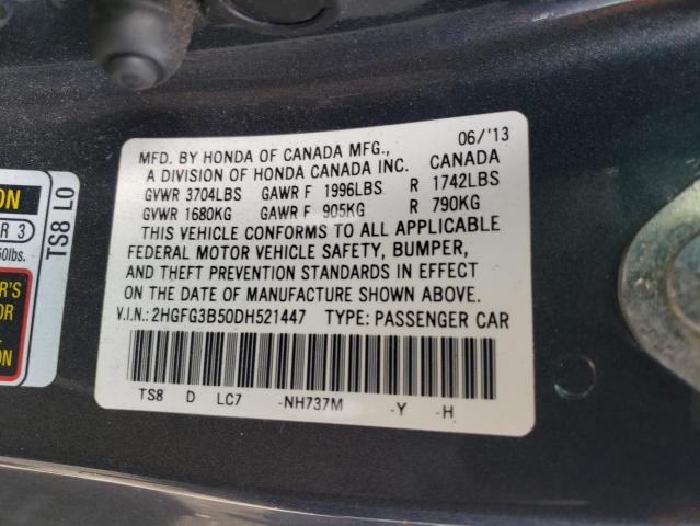 Photo 9 VIN: 2HGFG3B50DH521447 - HONDA CIVIC LX 