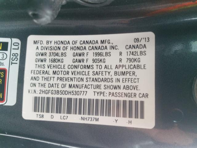 Photo 9 VIN: 2HGFG3B50DH530777 - HONDA CIVIC LX 