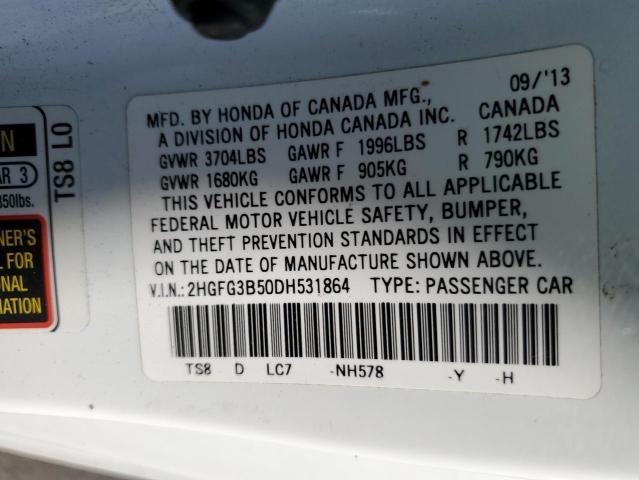 Photo 11 VIN: 2HGFG3B50DH531864 - HONDA CIVIC 