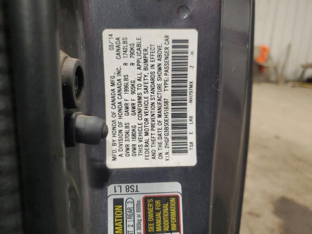 Photo 11 VIN: 2HGFG3B50EH516587 - HONDA CIVIC 