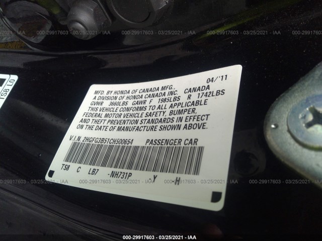 Photo 8 VIN: 2HGFG3B51CH500654 - HONDA CIVIC CPE 