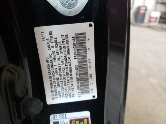 Photo 9 VIN: 2HGFG3B51CH525280 - HONDA CIVIC LX 