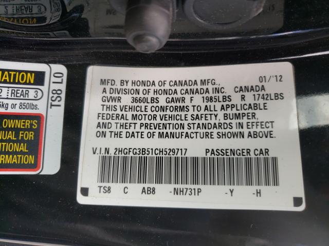 Photo 9 VIN: 2HGFG3B51CH529717 - HONDA CIVIC LX 