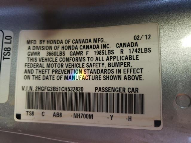 Photo 9 VIN: 2HGFG3B51CH532830 - HONDA CIVIC LX 