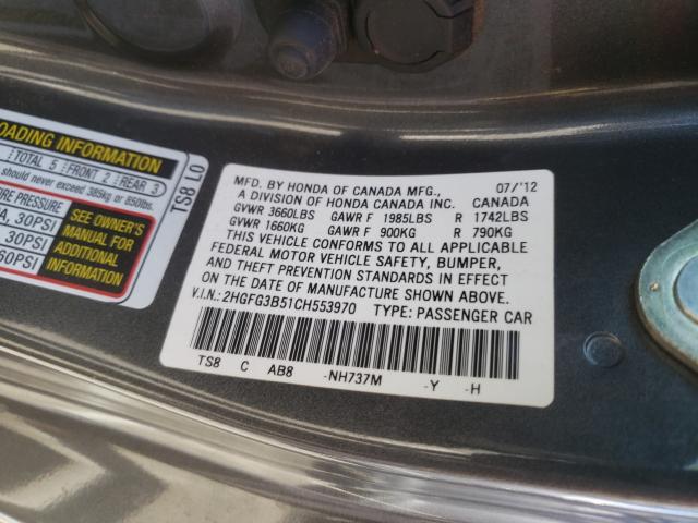 Photo 9 VIN: 2HGFG3B51CH553970 - HONDA CIVIC LX 