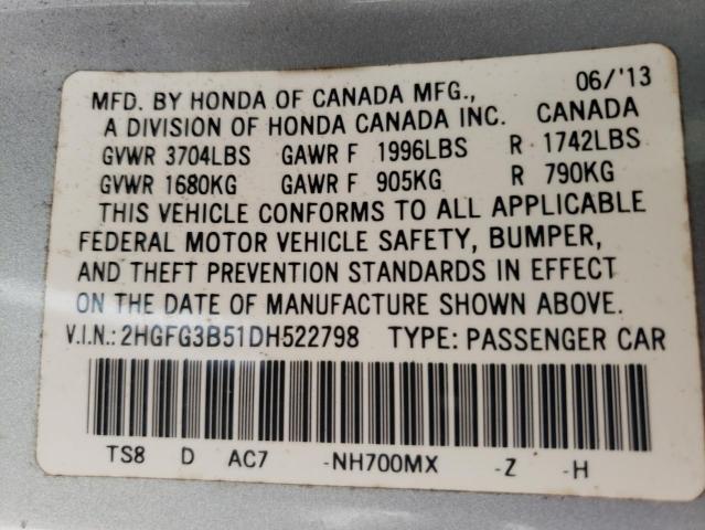 Photo 11 VIN: 2HGFG3B51DH522798 - HONDA CIVIC LX 