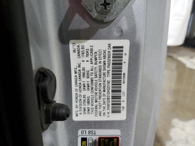 Photo 11 VIN: 2HGFG3B51DH523160 - HONDA CIVIC LX 