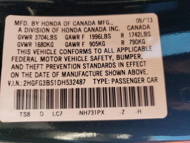 Photo 11 VIN: 2HGFG3B51DH532487 - HONDA CIVIC 