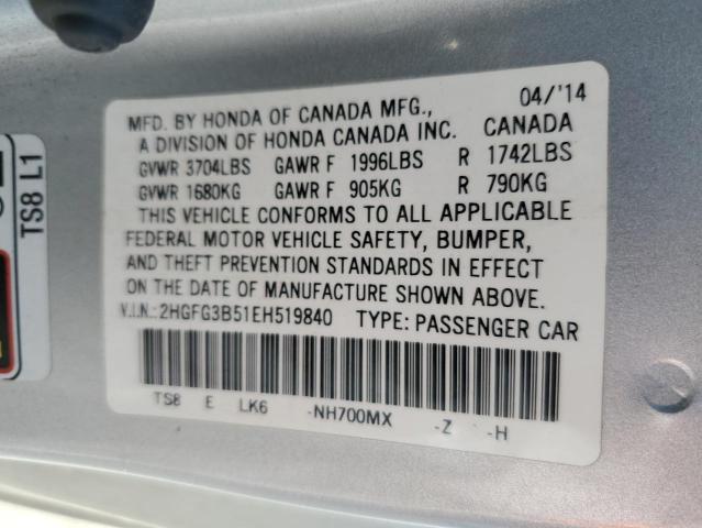 Photo 11 VIN: 2HGFG3B51EH519840 - HONDA CIVIC LX 