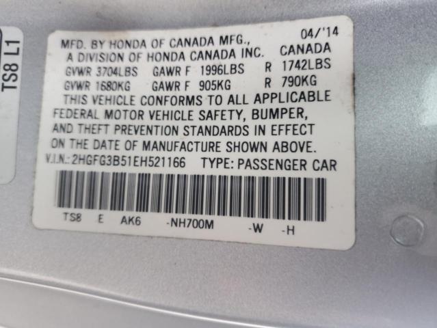 Photo 11 VIN: 2HGFG3B51EH521166 - HONDA CIVIC LX 