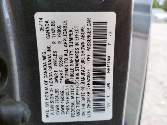 Photo 9 VIN: 2HGFG3B51EH523533 - HONDA CIVIC 