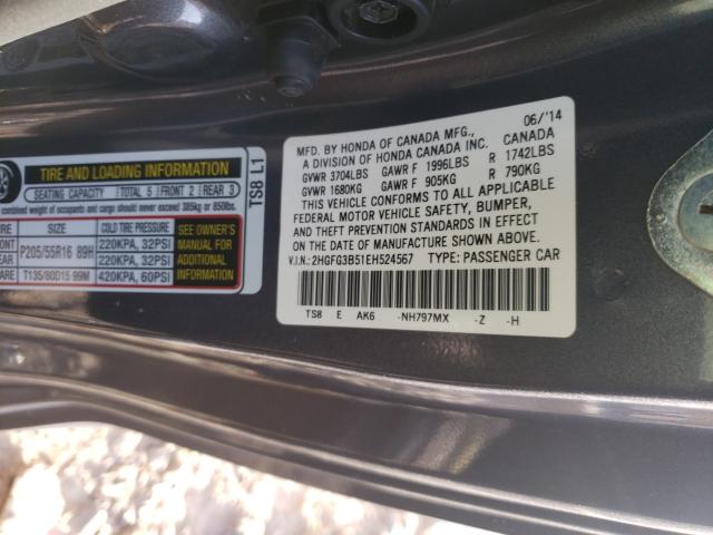 Photo 9 VIN: 2HGFG3B51EH524567 - HONDA CIVIC LX 