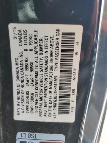 Photo 12 VIN: 2HGFG3B51FH512369 - HONDA CIVIC LX 