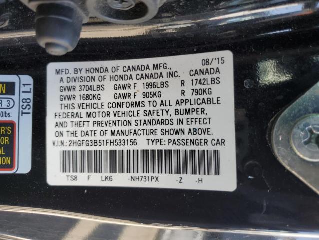 Photo 12 VIN: 2HGFG3B51FH533156 - HONDA CIVIC LX 