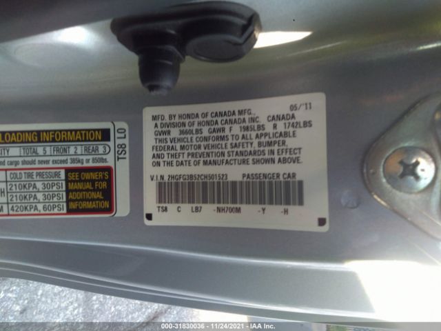 Photo 8 VIN: 2HGFG3B52CH501523 - HONDA CIVIC CPE 