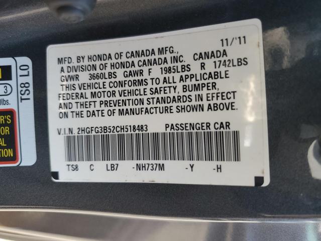 Photo 12 VIN: 2HGFG3B52CH518483 - HONDA CIVIC 