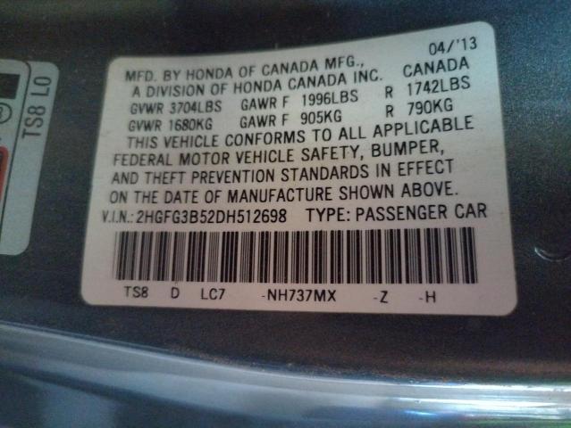 Photo 11 VIN: 2HGFG3B52DH512698 - HONDA CIVIC LX 